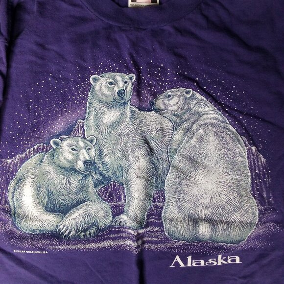 Vintage Alaska Polar Bears Graphic T-Shirt - Picture 1 of 7